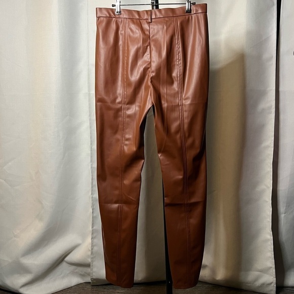 Jason Wu Vegan Leather Cognac Skinny Pants Large - Picture 3 of 10